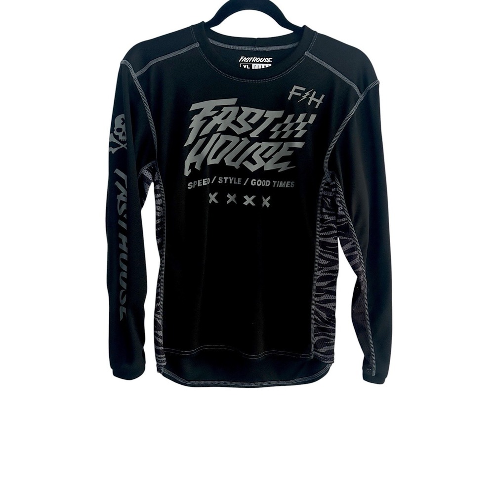 Fasthouse Grindhouse Rufio Jersey Youth Large Black Graphic Print Motocross